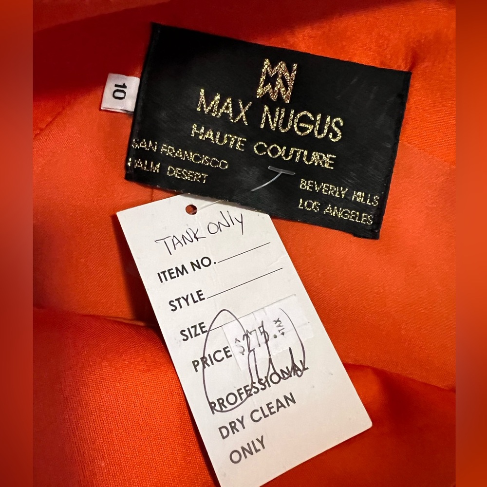 Max Nugus Haute Couture Orange Silk Tank - Picture 7 of 7